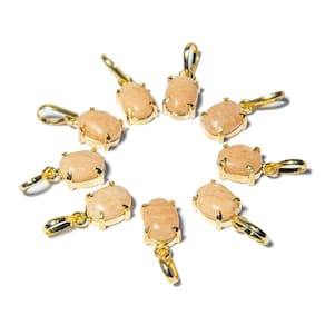 10 Mini Pingente Ponto de Luz Amazonita Pêssego Cabochão