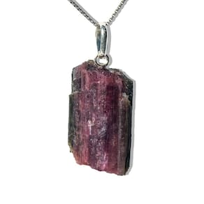 Colar Canudo Turmalina Melancia Bruto Natural Pino Prata 950