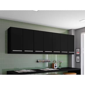 Armario Suspenso para Cozinha 7 Portas Preto Bangladesh Bela Casa