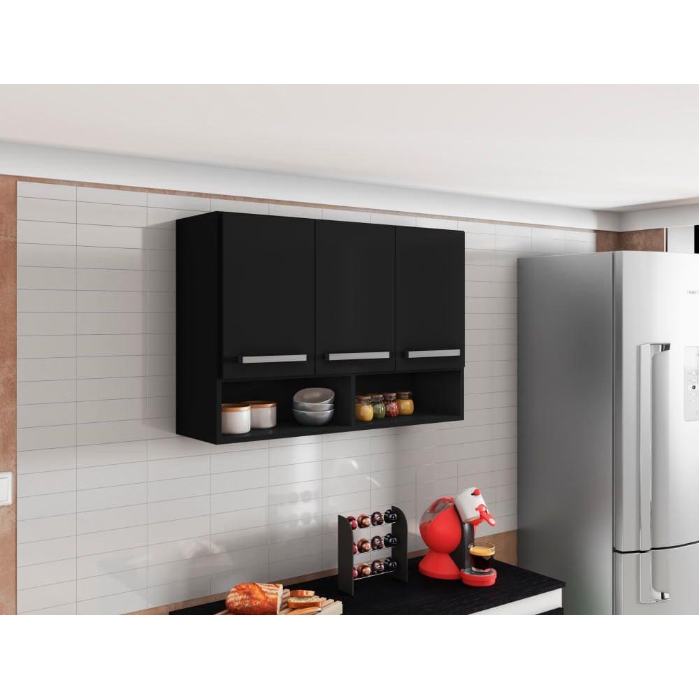 Armario Suspenso de Parede Preto Bolivia Bela Casa