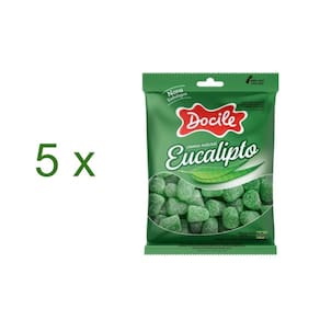 Bala Eucalipto Docile 5 pacotes de 90g (total 450g)