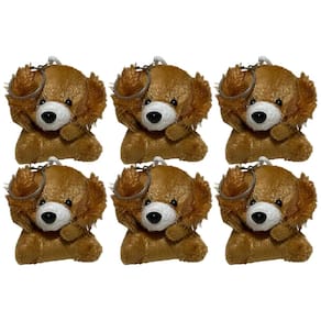 Kit 6 Mini Cachorro De Pelucia Cesta Lembrancinha Chaveiro - 6cm