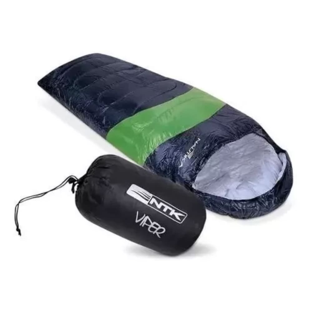 Saco de Dormir Solteiro Viper Térmico Preto e Verde Nautika NTK