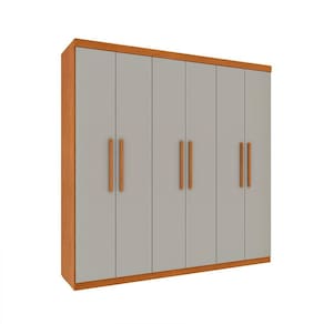 Guarda-Roupa Casal Paradiso sem Pés 6 Portas 4 Gavetas Cinamomo e Off White 219 cm