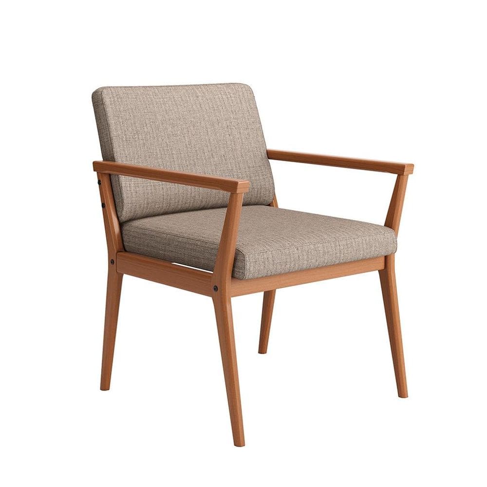 Poltrona Malibu Cinza e Madeira