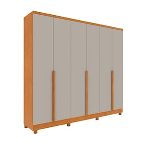 Guarda-Roupa Casal Paradiso com Pés 6 Portas 4 Gavetas Cinamomo e Off White 270 cm