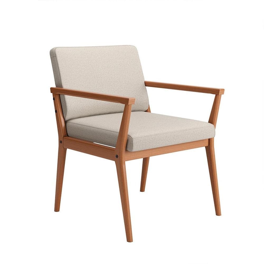 Poltrona Malibu Areia e Madeira