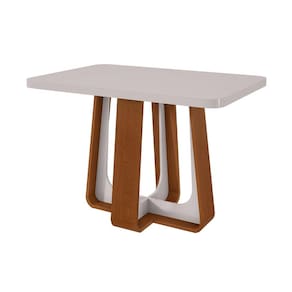 Mesa de Jantar Retangular com Tampo de MDF 40 mm e Vidro Sintonia Off White e Frassino 120 cm