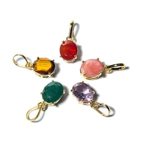 05 Pingente Extra Cabochão Facetado Pedras Mistas Garra Dourado