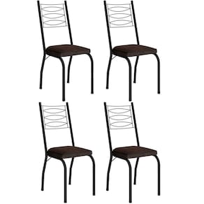 Kit 4 Cadeiras Aço Carbono Tubular Metálica Acabamento D-25 Luana