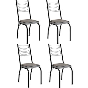 Kit 4 Cadeiras Aço Carbono Tubular Metálica Acabamento D-25 Luana