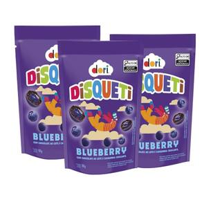 Disqueti Blueberry Chocolate ao Leite Pouch 100g - 3 Unid