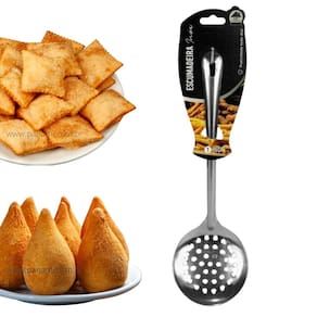Escumadeira Inox Premium 32 cm GRANDE Forte e Resistente Fritura Arroz - Qualidade Versatilidade Praticidade - PANAMI