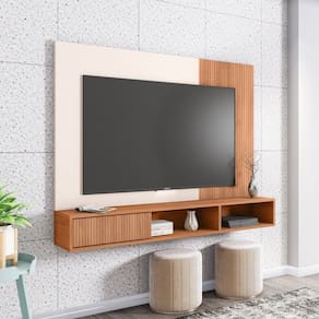 Painel para Tv 55 Polegadas 108x135,5x25,3 Cm Ritmo Freijó/Off White