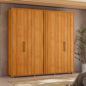 Roupeiro Miró 100% MDF ripado 6 portas e 4 gavetas - Cinamomo - Madetec
