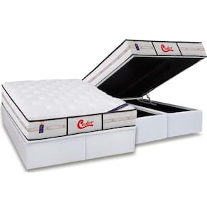Cama Box Baú King: Colchão Molas Ensacadas Castor Gold Star Class Face+Base White(193X203)