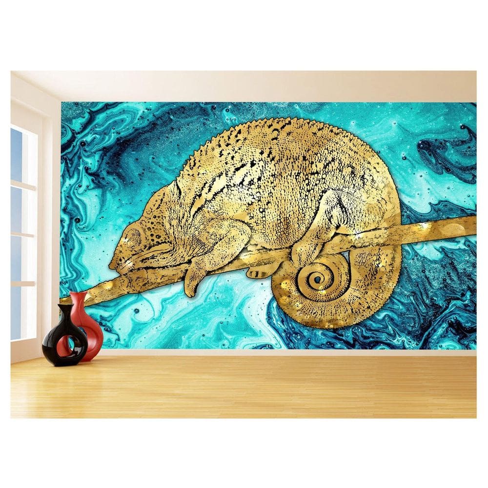 Papel De Parede 3D Animais Pop Art Camaleão Pet 3,5M Pxa05