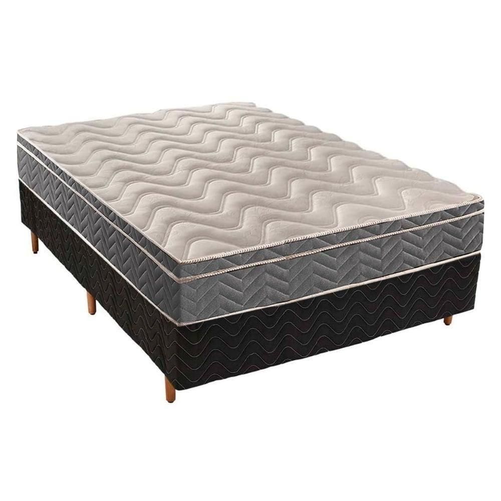 Cama Box Casal: Colchão Anatômico Paropas D45/ep Confort Mega FirmeBase Fantasy Black(138x188)