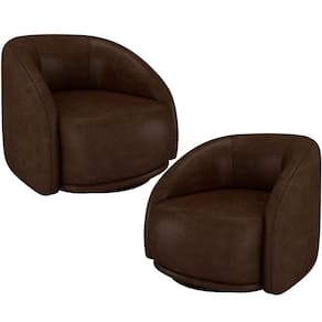 Kit 02 Poltronas Decorativas Giratória Angelina M03 Couríssimo Marrom - Lyam Decor