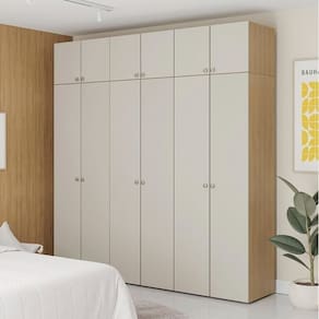 Guarda-roupa 6 Módulos 12 Portas 9 Prateleiras Frame Cabecasa madeiramadeira Acácia/Arenas
