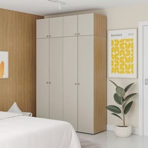 Guarda-roupa 4 Módulos 8 Portas 6 Prateleiras Frame Cabecasa madeiramadeira Acácia/Arenas