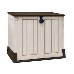 Armário Baú Depósito 880l Multiuso Externo Store Midi Modular Bege E Marrom Keter