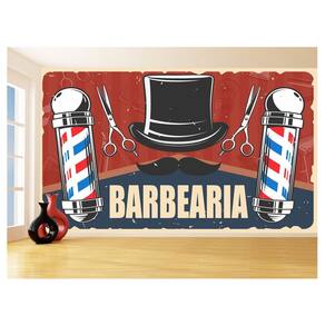 Papel De Parede 3D Barbearia Barber Shop Logo 3,5M Brb37