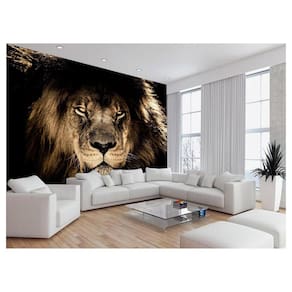Papel De Parede 3D Animais Leão Rosto Encarando 3,5M Anm465