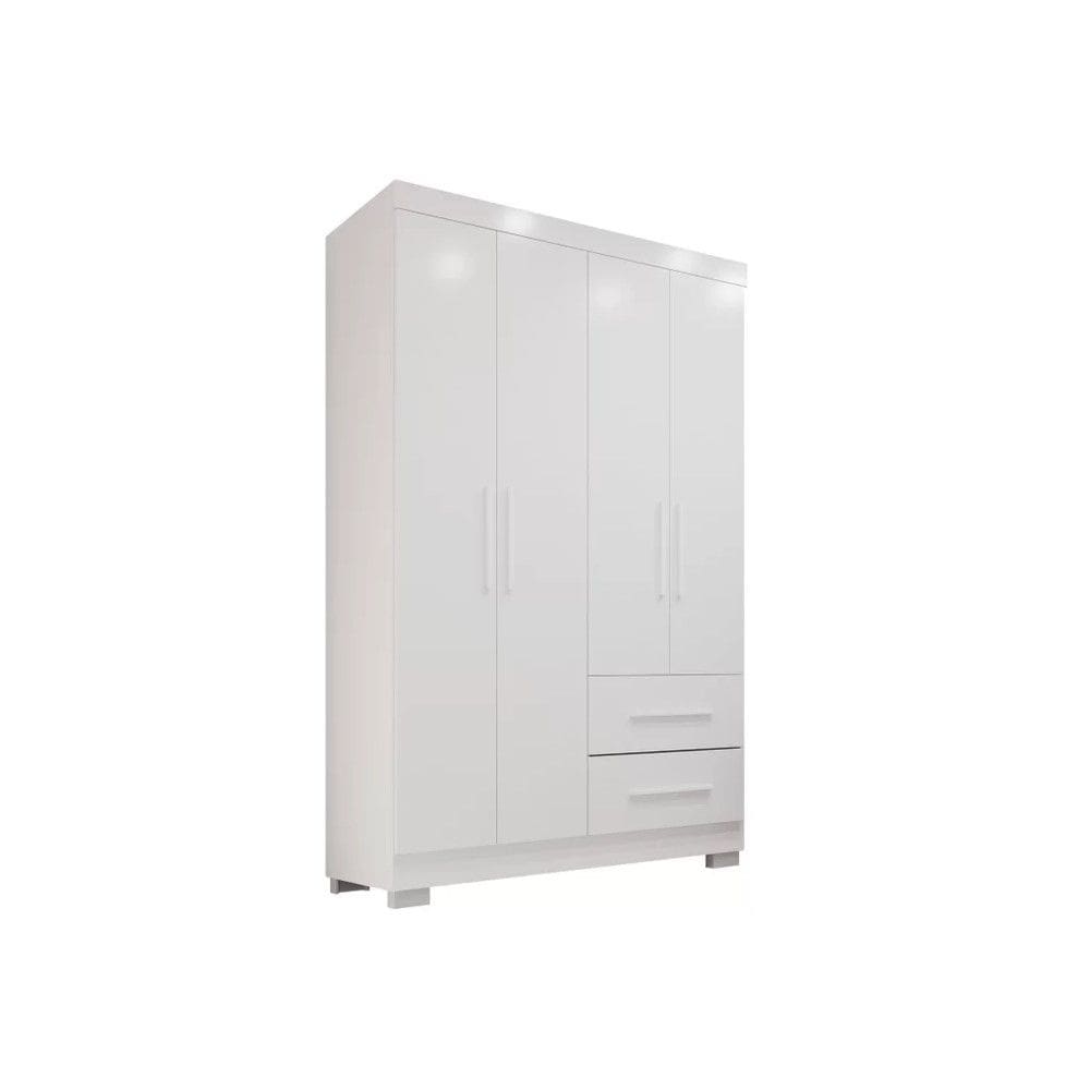 Guarda Roupa Roupeiro Estrela Premium 4 Portas 2 Gavetas Branco - Sallêto