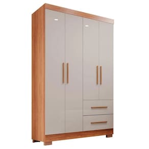 Guarda Roupa Roupeiro Estrela Premium 4 Portas 2 Gavetas Cinamomo Off White - Sallêto