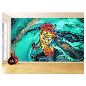 Papel De Parede 3D Animais Pop Art Tigre Felino 3,5M Pxa113