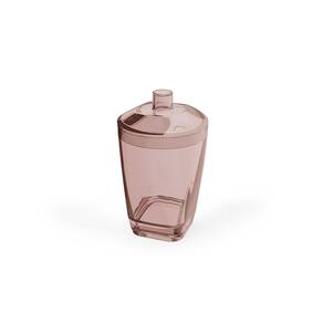 Porta Algodao Cotonete Rosa Translucido Banheiro Rose 300ml