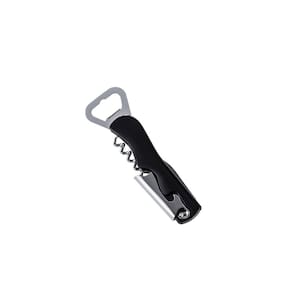 Abridor de Garrafas e Saca Rolha Preto Aço Inox