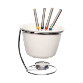 Aparelho de Fondue de Chocolate e Queijo em Cerâmica 7 Peças New Branco - Hauskraft