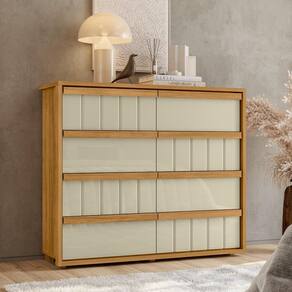 Cômoda Tarsila 100% MDF ripado 8 gavetas - Cumaru Opala - Madetec