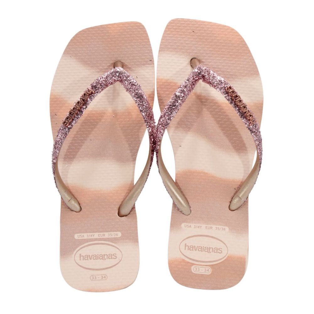 Chinelo Feminino Havaianas Slim Square Glit Party Rosa Ballet