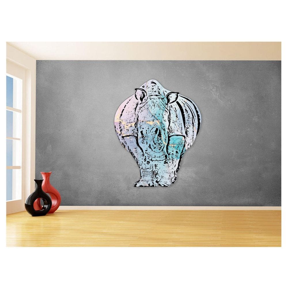 Papel De Parede 3D Animais Pop Art Rinoceronte 3,5M Pxa515