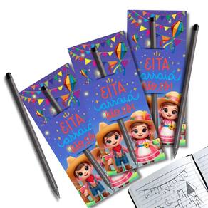 Kit 25 Lembrancinhas Juninas Card Lápis Arraiá Mimo Escolar