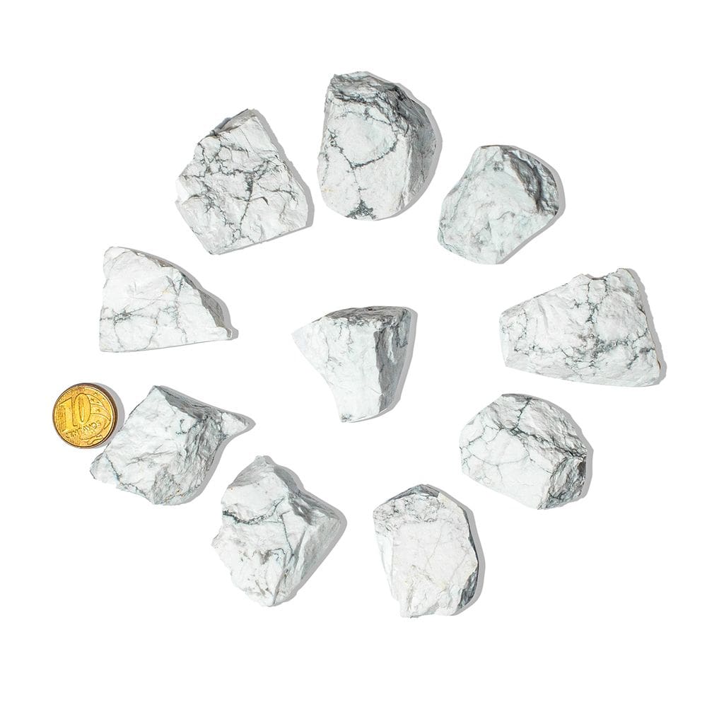 03 Howlita Pedra Bruto Natural 25 a 50g 3 a 6cm Classe B