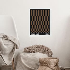 Quadro Bauhaus Marrom - Rolled Rectangles 45X34Cm - Vidro