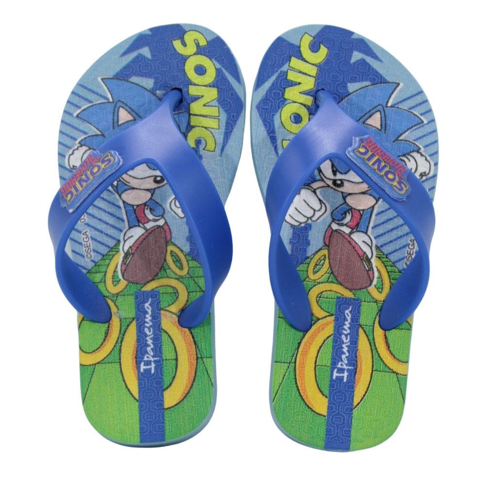 Chinelo Infantil Ipanema 27279 Sonic Play Azul/Azul Verde