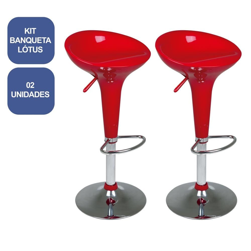 Kit 2 Banquetas Lótus Vermelha