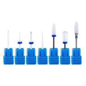 Kit 07 Brocas De Cerâmica Para Unhas De Gel Acrygel Blue Top