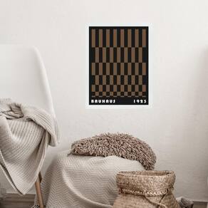 Quadro Bauhaus Marrom - Rolled Rectangles 45X34Cm - Vidro