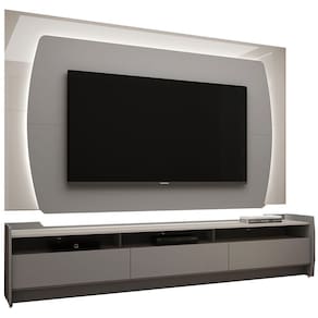 Rack com Painel 2.2 Sublime Cinza com Off White - Gelius Móveis