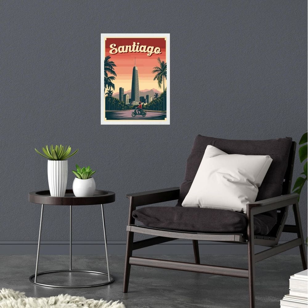 Quadro Decorativo Santiago Chile 33X24Cm - Com Vidro