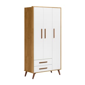 Guarda-Roupa Retro Freijo com Branco - MoveisAqui