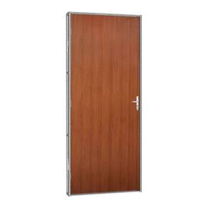 Porta De Madeira Mogno Com Batente De Aço Silver 71x215 R50 Abertura Direita Prata
