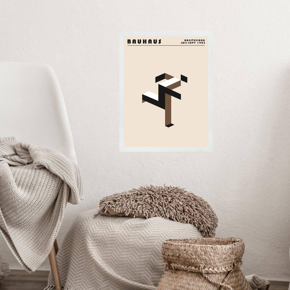 Quadro Bauhaus Marrom - Running Man 33X24Cm - Com Vidro