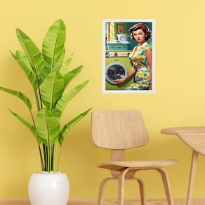 Quadro Decorativo Lavanderia Retrô Pin Up 45X34Cm - Vidro